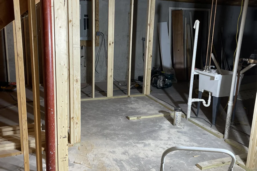 the lower level bath before renovation