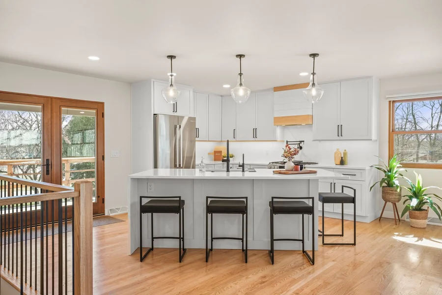A renovated kitchen and living space