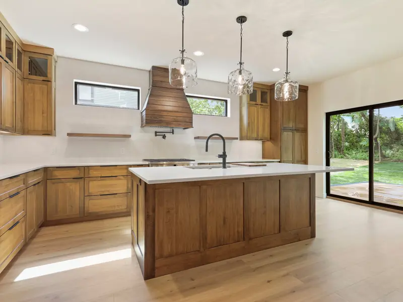 Warm Wood Kitchen with Large Island